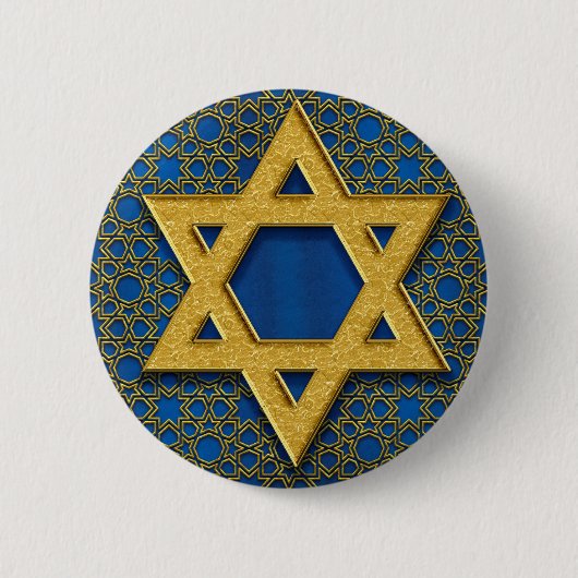 Ster van David, Hanukkah Pattern Holiday Gift Ronde Button 5,7 Cm (Voorkant)