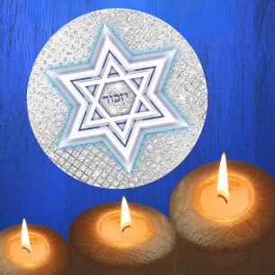 Ster van David Hebreeuws Yizkor Joods Memorial Ronde Sticker