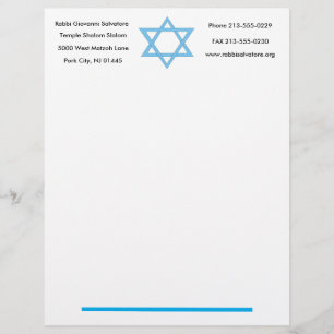 Ster van David Letterhead Gepersonaliseerd Briefhoofd