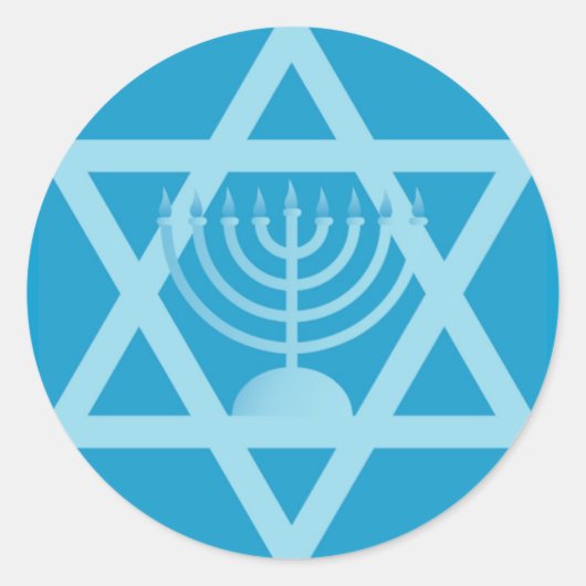 Ster van David Menorah Ronde Sticker (Voorkant)