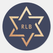 Ster van David Monogram Ronde Sticker (Voorkant)