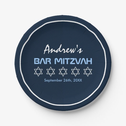 Ster van David Pattern Bar Mitzvah Papieren Bordje (Voorkant)