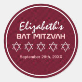 Ster van David Pattern Bat Mitzvah Ronde Sticker (Voorkant)