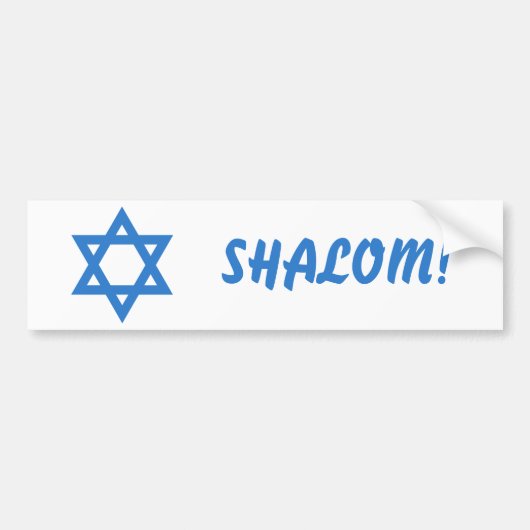 Ster van David, SHALOM. Bumpersticker (Voorkant)