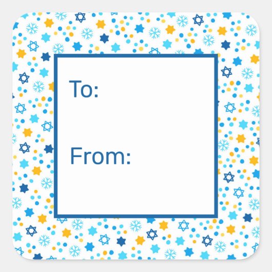 Ster van David Snowflakes Gift Label (Voorkant)
