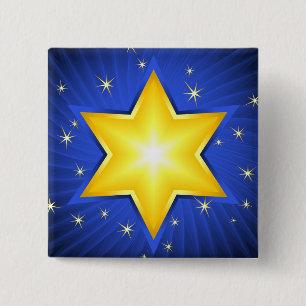 Ster van David Vierkante Button 5,1 Cm