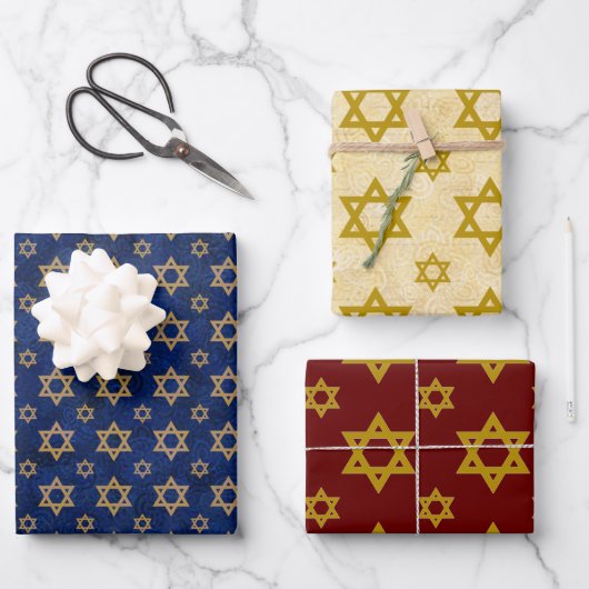 Ster van David Wrapping Paper Flat Sheet Set (Voorkant)