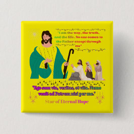 Ster van Eeuwige Hoop geel Vierkante Button 5,1 Cm