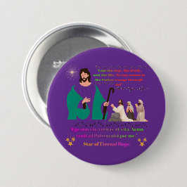 Ster van Eeuwige Hoop koninklijk paars Ronde Button 7,6 Cm