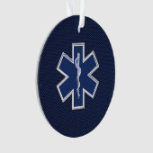 Ster van leven Paramedische EMS op blauwe koolstof Ornament (voorkant)