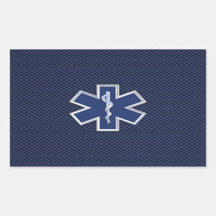Ster van Life Paramedic op Navy Blue Carbon Fibre Rechthoekige Sticker