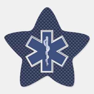 Ster van Life Paramedic op Navy Blue Carbon Fibre Sticker
