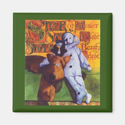 STER VAN WONDER Vierkante Magneet / Groen (Voorkant)