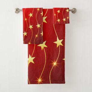 Ster Versierd Ruby Rood Patroon Bad Handdoek
