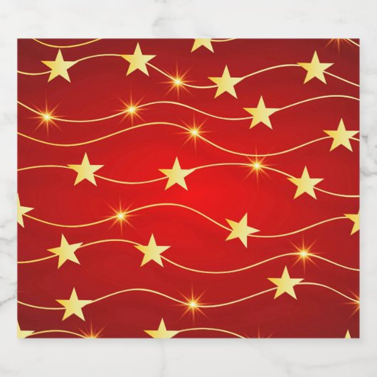 Ster Versierd Ruby Rood Patroon Bier Etiket (Enkel label)