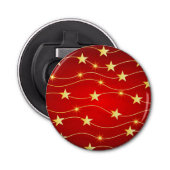 Ster Versierd Ruby Rood Patroon Button Flesopener (Voorkant)