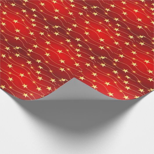 Ster Versierd Ruby Rood Patroon Cadeaupapier (Hoek)