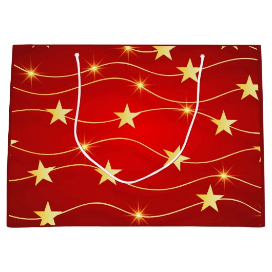 Ster Versierd Ruby Rood Patroon Groot Cadeauzakje (Voorkant)