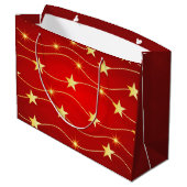 Ster Versierd Ruby Rood Patroon Groot Cadeauzakje (Achterkant Gekanteld)