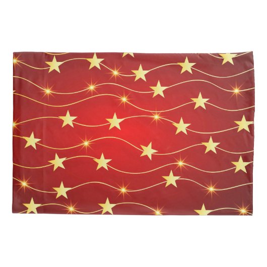 Ster Versierd Ruby Rood Patroon Kussensloop (Achterkant)