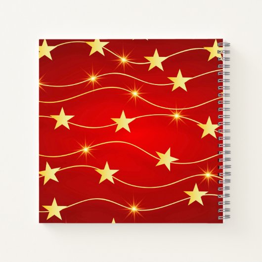 Ster Versierd Ruby Rood Patroon Notitieboek (Achterkant)
