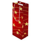 Ster Versierd Ruby Rood Patroon Wijn Cadeautas (Voorkant Gekanteld)