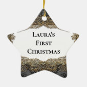 Ster voor eerste kerstkerkerst keramisch ornament (Achterkant)