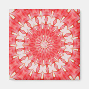 Ster Witte en Rode Vlinder Motief Mandala Magneet