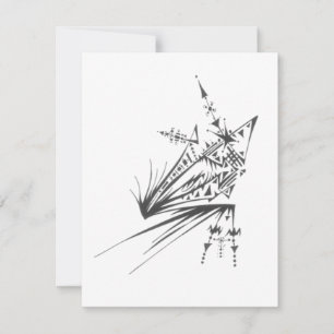 Ster Zwart Witte Abstracte Stam Tatuage Kunst Bedankkaart