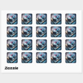 Stereo Platenspeler met Neon Notes Vierkante Sticker (Vel)