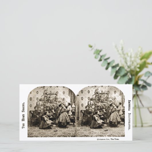 Stereoview - Kerstavond bij de Boom Feestdagenkaart (Staand voorkant)