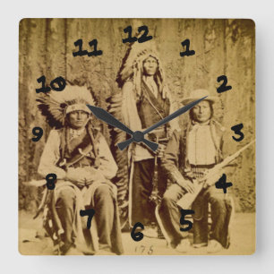  Stereoview van de Raad van de Sioux-oorlog Vierkante Klok