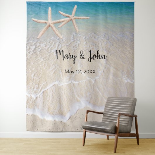 Sterfish Strand Trouw Foto Achtergrond Wandkleed (In situ)