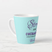 STERK EN COURAGEOUS, speciaal gepersonaliseerd Aqu Latte Mok (Linkerhoek)