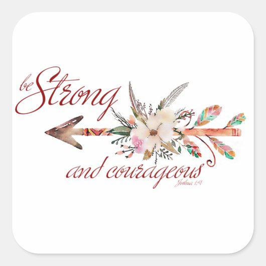 Sterk en moedig vierkante sticker (Voorkant)
