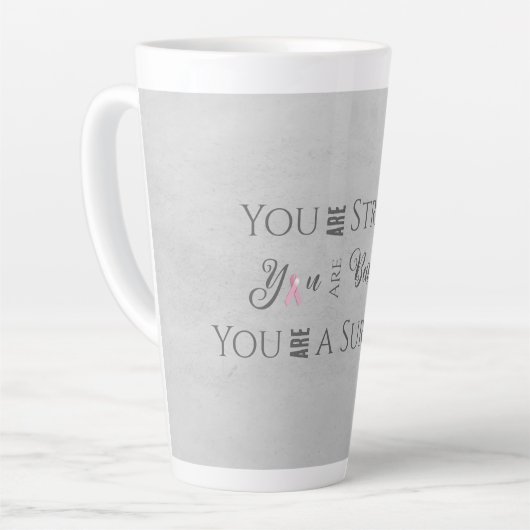 Sterk en mooi | Overlevende borstkanker Latte Mok (Linkerhoek)