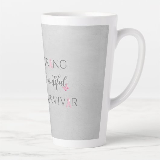 Sterk en mooi | Overlevende borstkanker Latte Mok (Rechts)