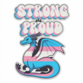 Sterk en trots - Transgender Pride Dragon Sticker (Voorkant)