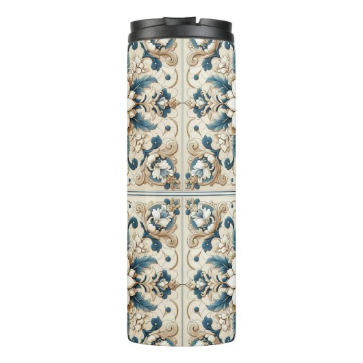 Sterk gedecoreerde bloementrommel thermosbeker (Achterkant)