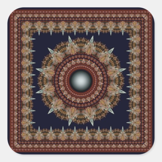 Sterk gloeiend fractaal ornament vierkante sticker (Voorkant)