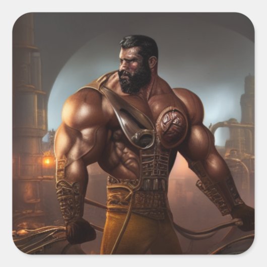 Sterk Man Vierkante Sticker (Voorkant)