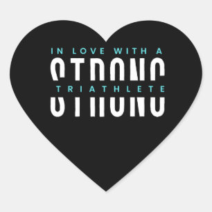 Sterk triatleet zwart hart en witteTypografie Sticker