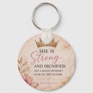 Sterk & Verheven Spreuken 31:25 Inspirerend Sleutelhanger