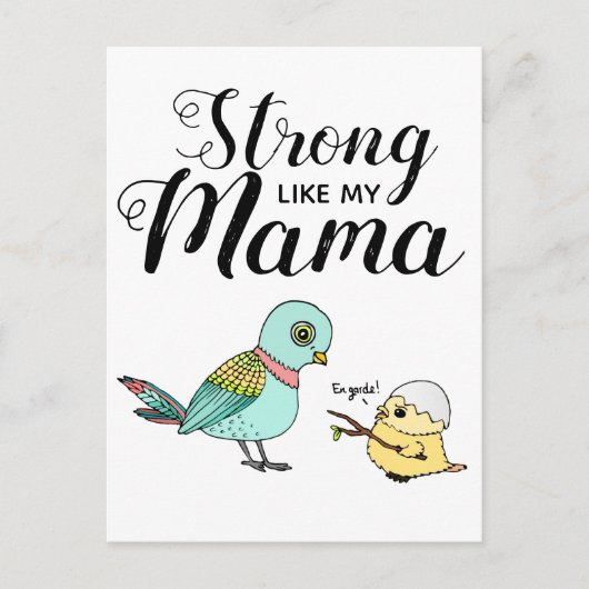 Sterk zoals mijn mama | Funny Moeder & Baby Vogels Briefkaart (Voorkant)