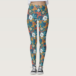 Sterk zomerbloempatroon leggings