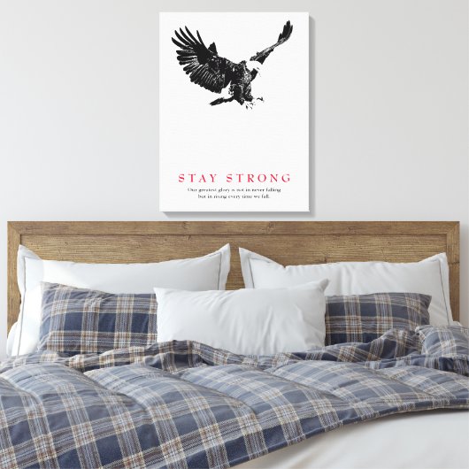 Sterk zwart-wit Bald Eagle Motivatie Canvas Afdruk (Insitu (Slaapkamer))