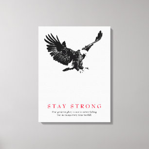 Sterk zwart-wit Bald Eagle Motivatie Canvas Afdruk