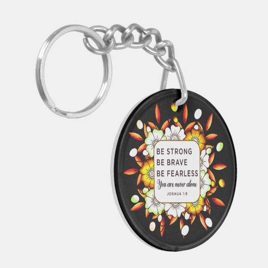 Sterke Brave Fearless - Bijbelse Verse Sleutelhanger (Voorkant Links)