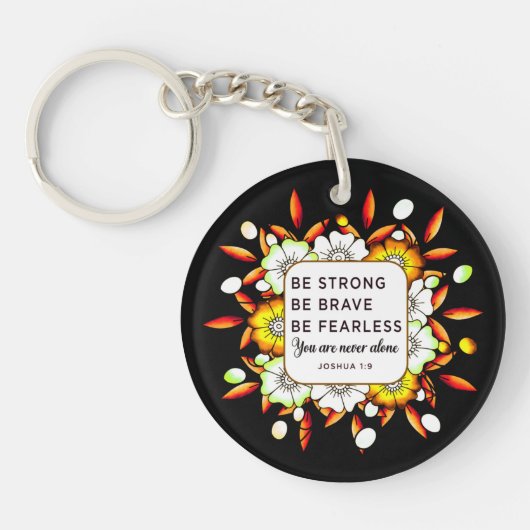 Sterke Brave Fearless - Bijbelse Verse Sleutelhanger (Voorkant)
