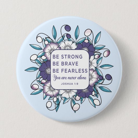 Sterke Brave Fearless - Bijbelversies Ronde Button 7,6 Cm (Voorkant)